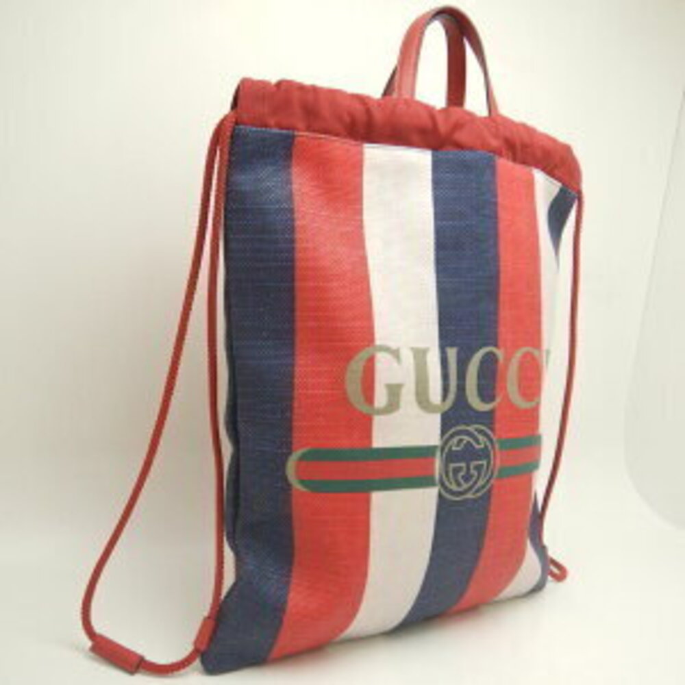 Gucci Drawstring Backpack Canvas Leather Tricolor - image 2